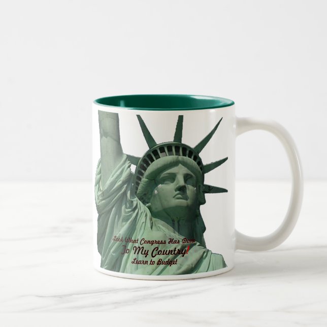 Statue of Liberty Crying Two-Tone Coffee Mug (Right)