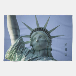 Statue of Liberty custom monogram kitchen towel
