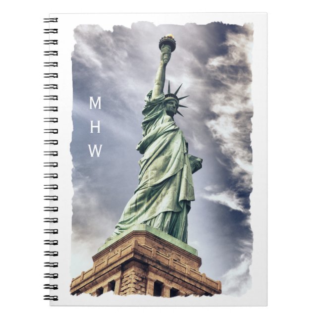 Statue of Liberty custom monogram notebook (Front)