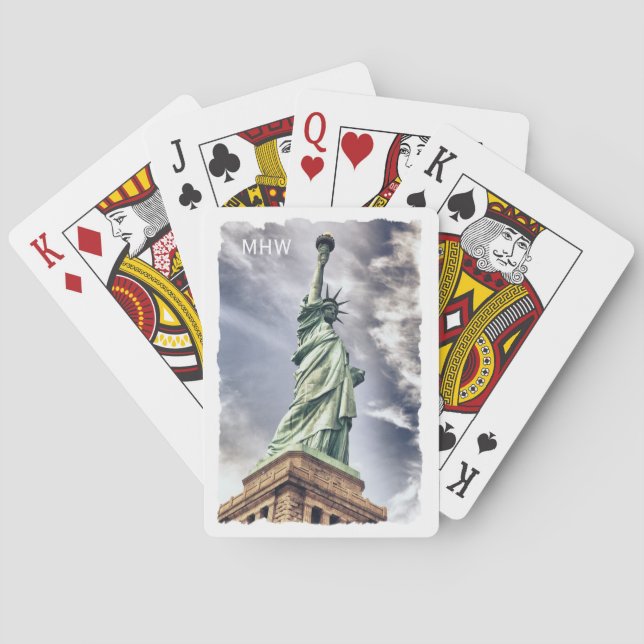 Statue of Liberty custom monogram playing cards (Back)