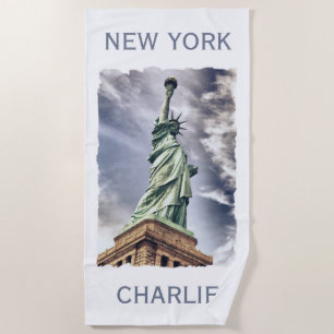 Statue of Liberty custom name beach towel