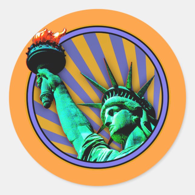 Statue of Liberty Emblem Design Classic Round Sticker (Front)