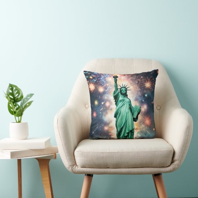 Statue Of Liberty Fireworks Independence Day, Cushion (Chair)