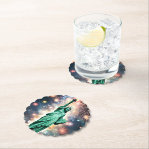 Statue Of Liberty Fireworks Independence Day, Paper Coaster