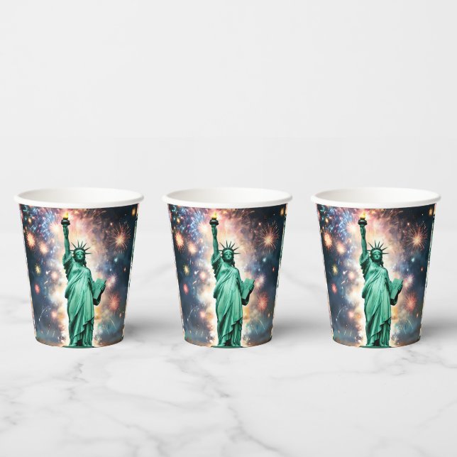 Statue Of Liberty Fireworks Independence Day, Paper Cups (Multi)