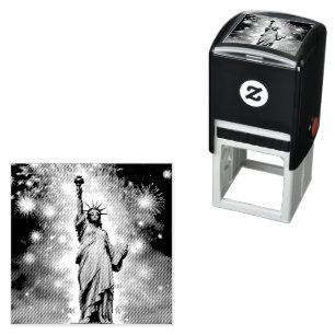 Statue Of Liberty Fireworks Independence Day, Self-inking Stamp
