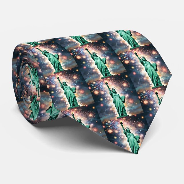 Statue Of Liberty Fireworks Independence Day, Tie (Rolled)