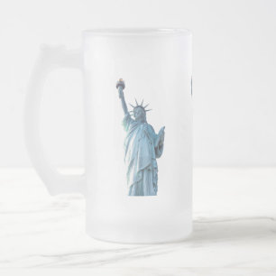 Statue of liberty frosted glass beer mug