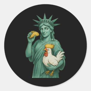 Statue Of Liberty Funny Patriotic Let's Go Taco 1 Classic Round Sticker