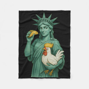 Statue Of Liberty Funny Patriotic Let's Go Taco 1 Fleece Blanket