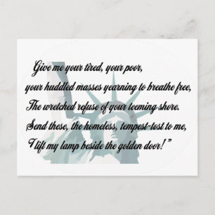 Statue of Liberty - Give me your tired... Postcard