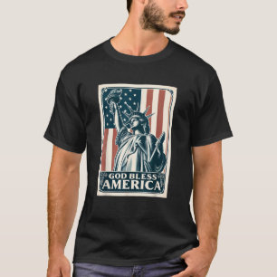 Statue of Liberty God Bless America USA Flag 4th J T-Shirt