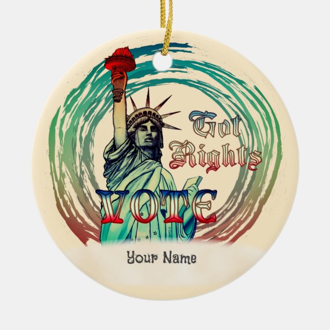 Statue of Liberty Got Rights Ceramic Tree Decoration (Front)