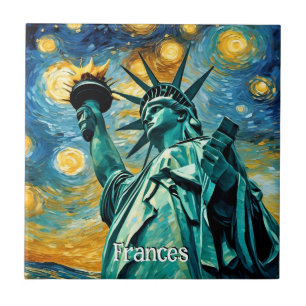 Statue of Liberty Impressionism Tile