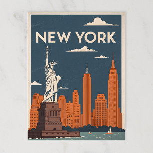 Statue of Liberty in Classic NYC  Postcard