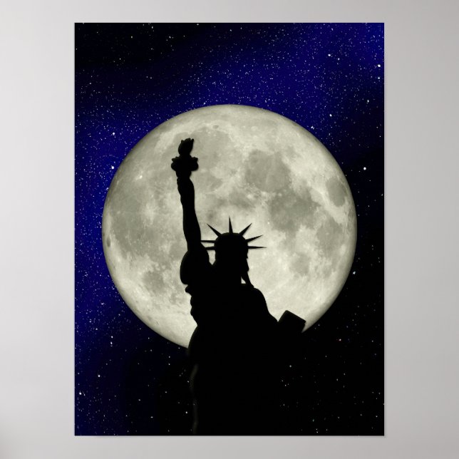 Statue of Liberty in Front of the Moon Poster (Front)