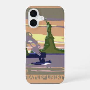 Statue of Liberty in New York City, Vintage Travel iPhone 16 Case