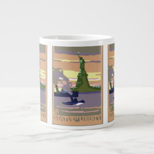 Statue of Liberty in New York City, Vintage Travel Large Coffee Mug