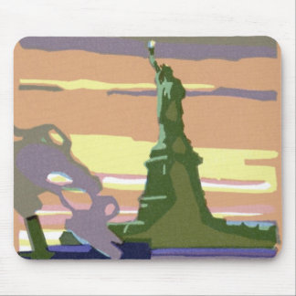 Statue of Liberty in New York City, Vintage Travel Mouse Mat