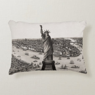 Statue Of Liberty In New York Harbour Decorative Cushion