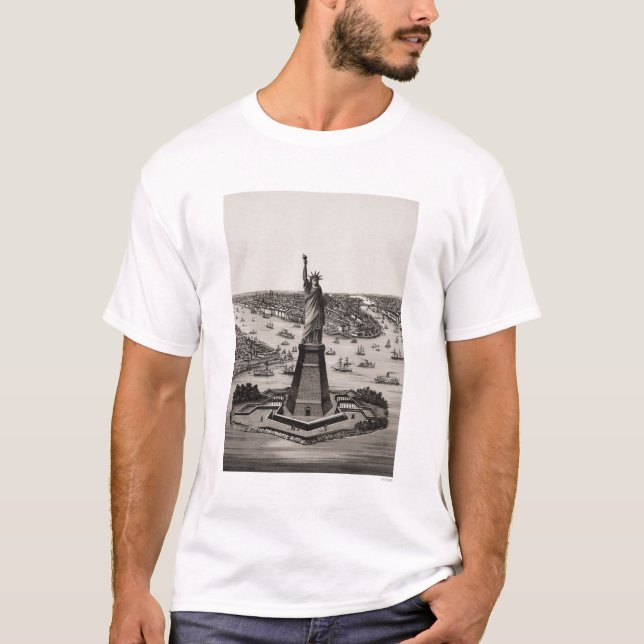 Statue Of Liberty In New York Harbour T-Shirt (Front)