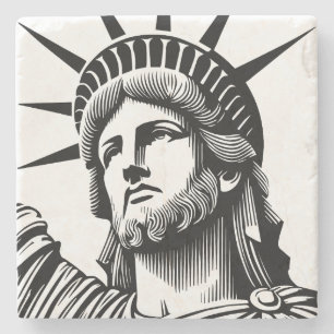 Statue of Liberty, Jesus, God, Holy Spirit, Faith Stone Coaster