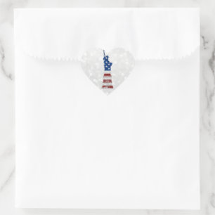 Statue Of Liberty July 4th Glitter Heart Sticker
