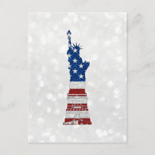 Statue Of Liberty July 4th Glitter Postcard