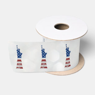 Statue Of Liberty July 4th Glitter Satin Ribbon