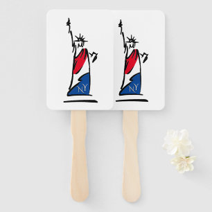 Statue of Liberty July 4th Stripes Fireworks Hand Fan