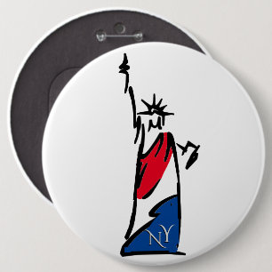 Statue of Liberty / Lady Liberty Stripes 6 Cm Round Badge