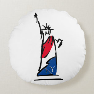 Statue of Liberty / Lady Liberty Stripes Round Cushion