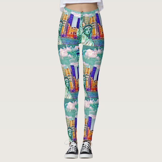 Statue Of Liberty Lady Pop Art Leggings (Front)
