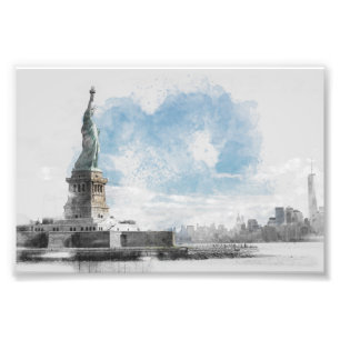 Statue of Liberty Manhattan Skyline Photo Print