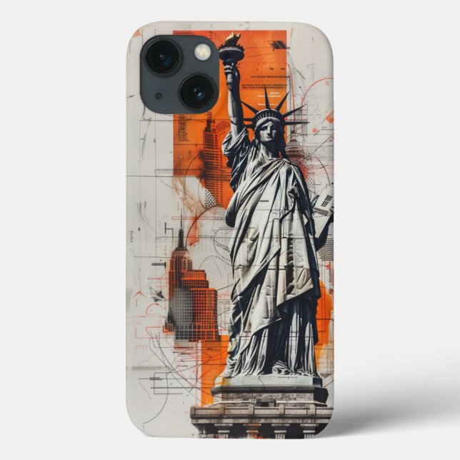 Statue of Liberty: Modern Architectural Blueprint  Case-Mate iPhone Case (Back)