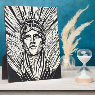 Statue of Liberty Modern Line Art Print Plaque