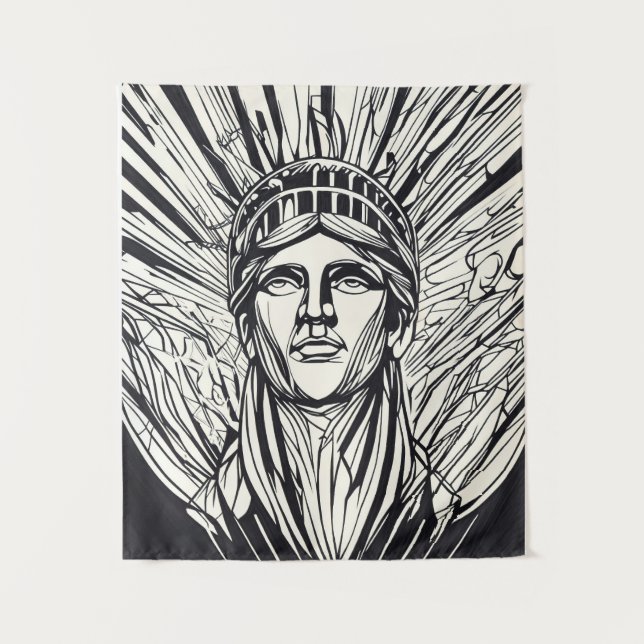 Statue of Liberty Modern Line Art  Tapestry (Front)