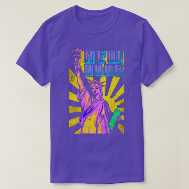 Statue of Liberty Neon Colors T-Shirt (Design Front)