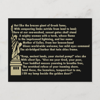 Statue of Liberty - New Colossus Patriotic Poem Postcard