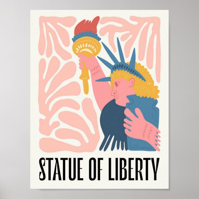 Statue of Liberty New York abstract travel floral Poster (Front)