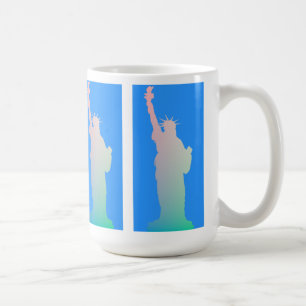 Statue of Liberty New York Blue Pink Green Colours Coffee Mug