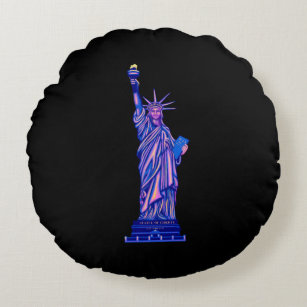 Statue of Liberty-New York City-4th of July- Round Cushion