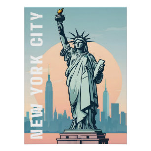 Statue of Liberty New York City Travel Poster