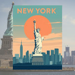Statue of Liberty New York City Vintage Travel Postcard<br><div class="desc">Capture the essence of America's most iconic symbol with this vintage postcard of the Statue of Liberty in New York City. Overlooking the city's skyline from Liberty Island, Lady Liberty has welcomed millions of travelers to the land of opportunity. With its retro design and classic colours, this postcard is a...</div>