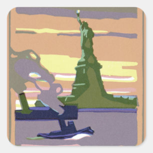 Statue of Liberty, New York City, Vintage Travel Square Sticker