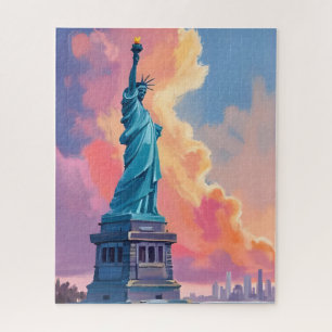 Statue of Liberty New York City Watercolor Jigsaw Puzzle