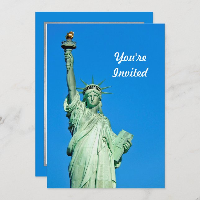 Statue of Liberty New York Photo Birthday Invitation (Front/Back)