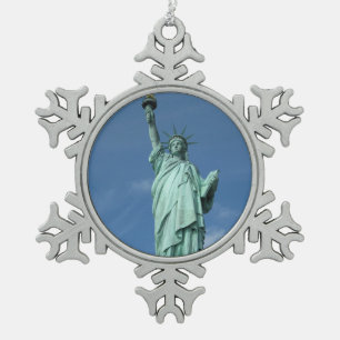 Statue of Liberty, New York Snowflake Pewter Christmas Ornament