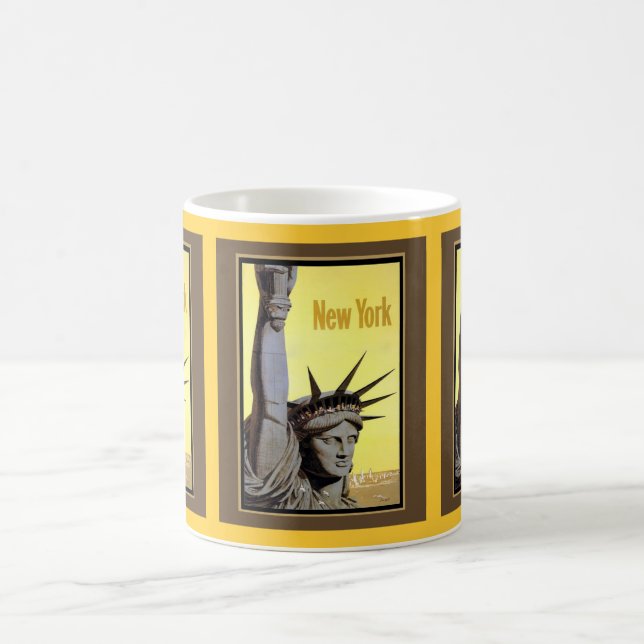 statue of liberty new york travel poster coffee mug (Center)