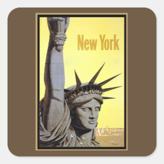 statue of liberty new york travel poster square sticker